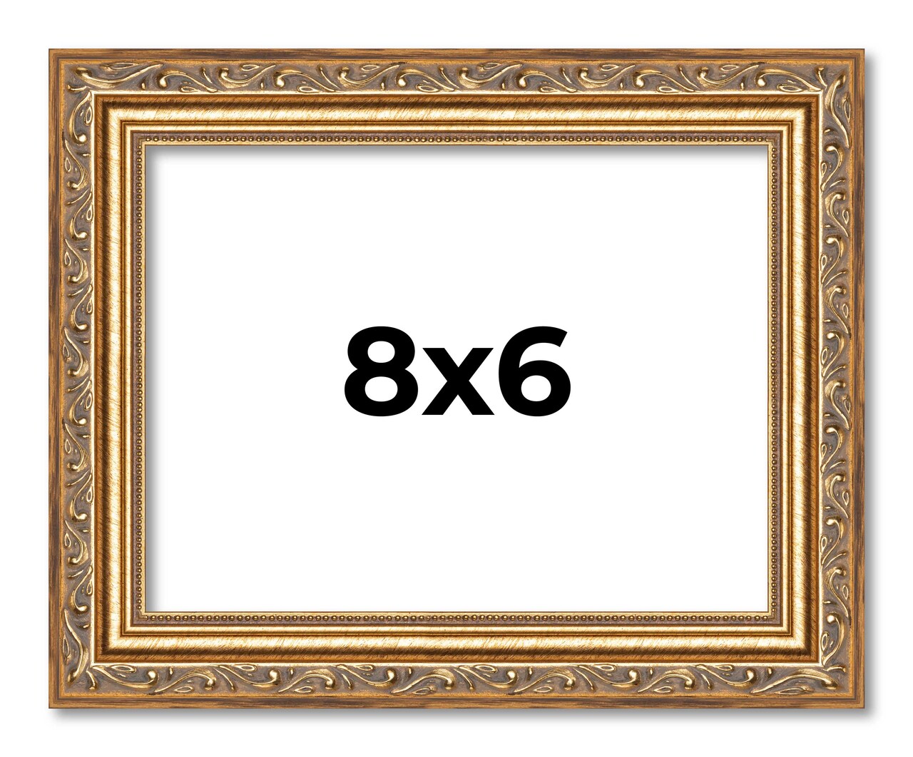 8x6 Solid Wood Antique Picture Frame with UV-Resistant Acrylic & Acid-Free Backing, Available in 4 Finishes: Bronze, Gold, Silver, and Gold with Black